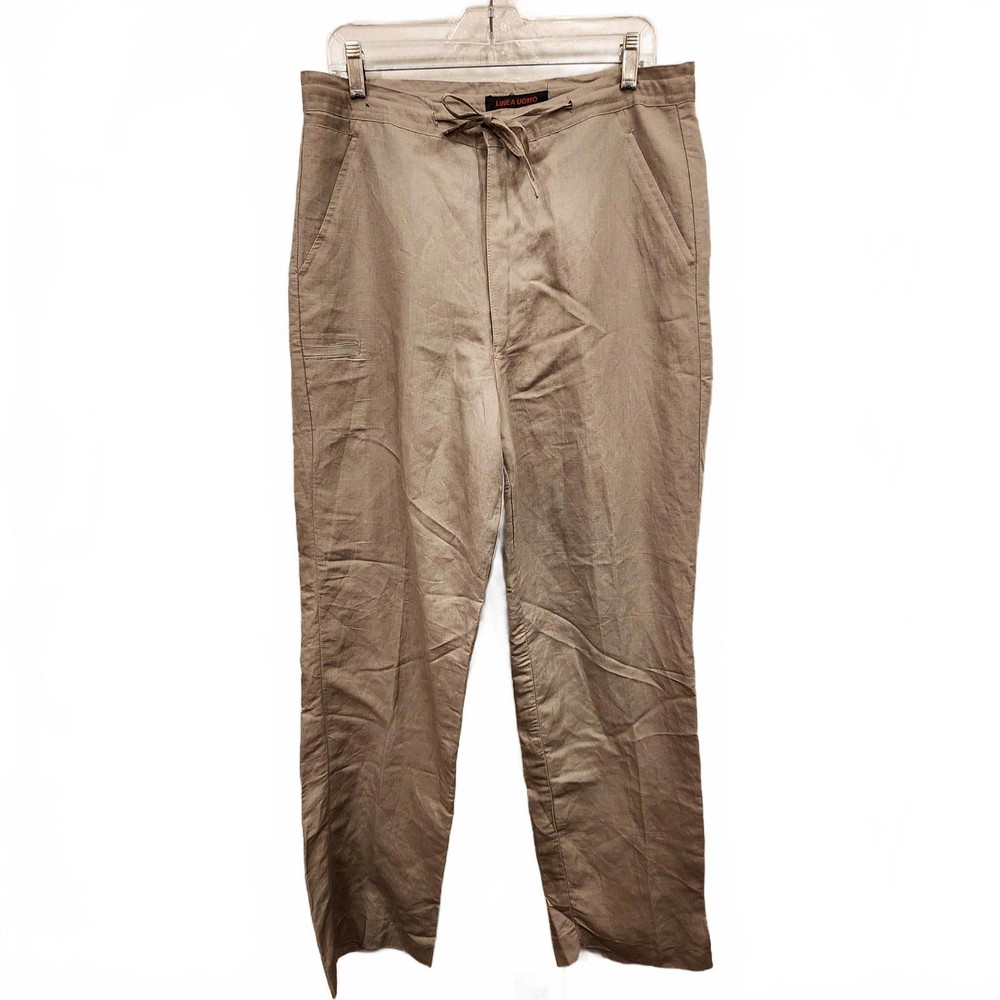 LINEA UOMO Men's Linen Blend Casual Pants W34 L34