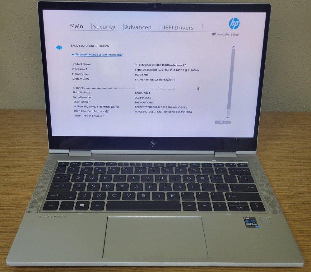 HP EliteBook 830 G8 x360 i5-1145U 16GB DDR4 256GB NVMe Iris Xe No OS