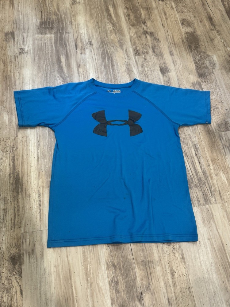 Under Armour T-Shirt Royal Blue with Black Logo - Boys/Youth Medium HEAT GEAR