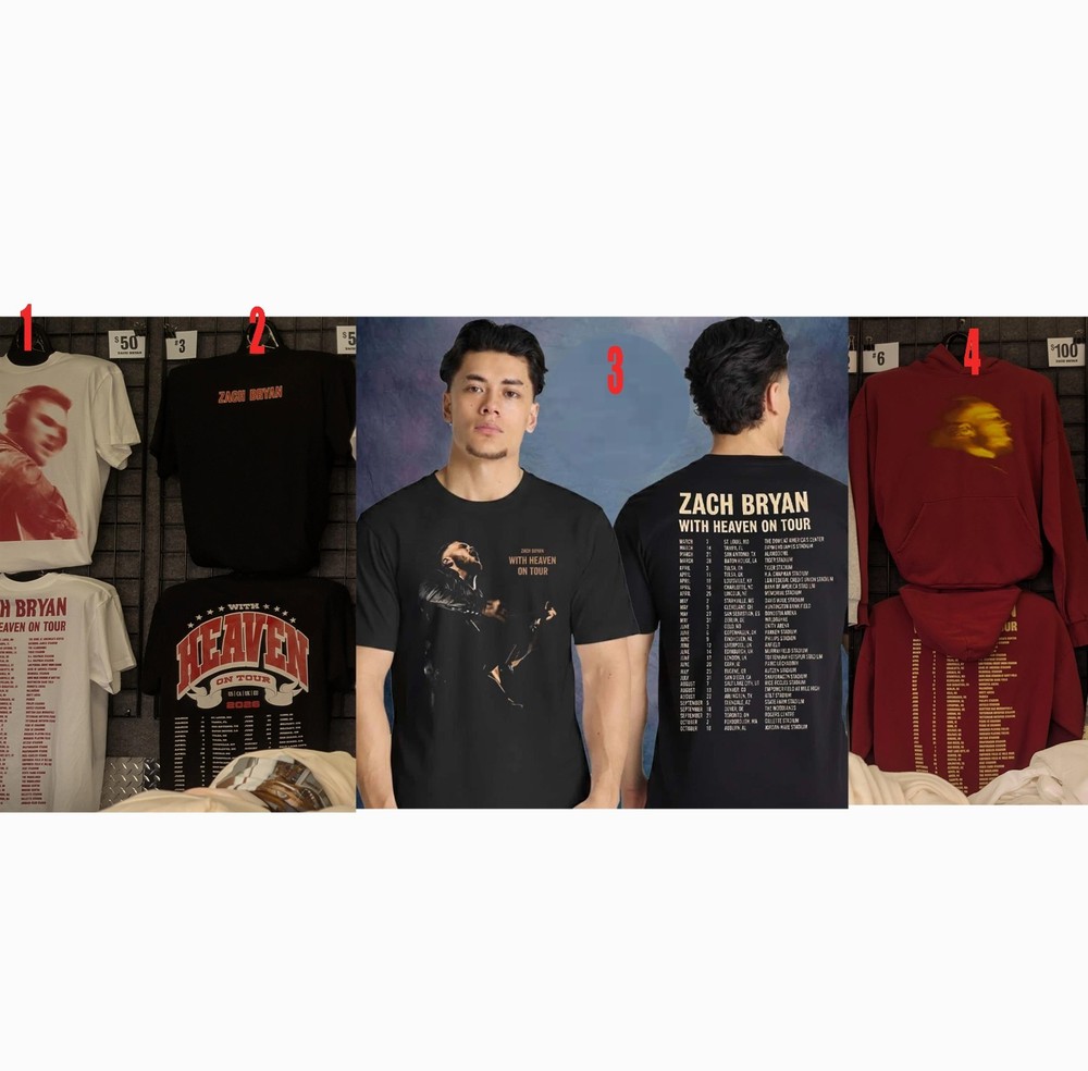 Zach Bryan With Heaven On Tour 2026 T-Shirt Or Hoodie Reprint