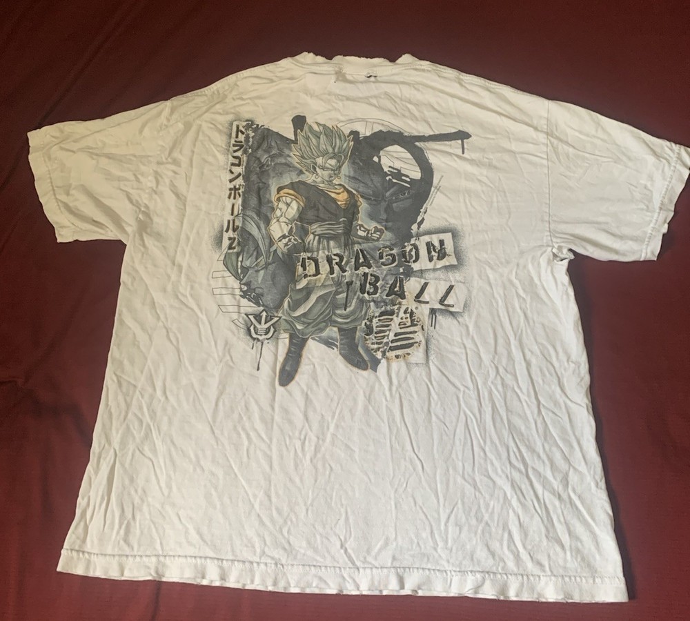 Vintage 2000s Men’s XL White Dragon Ball Z Anime Goku T-shirt Trashed