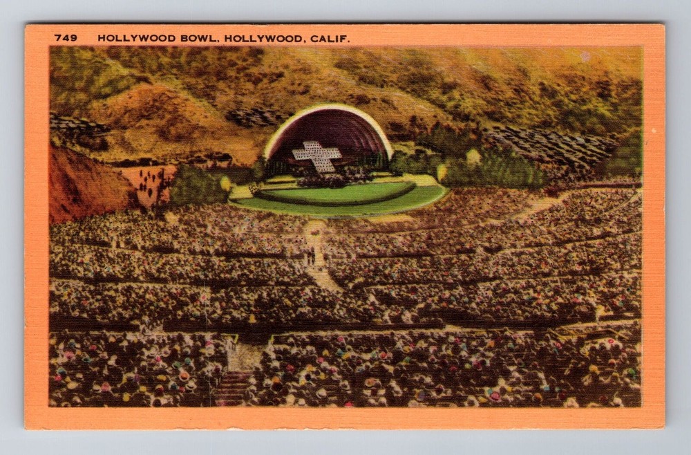 Hollywood CA-California, Aerial Hollywood Bowl, Antique, Vintage Postcard