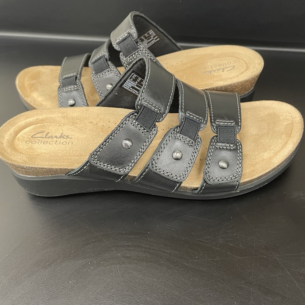 Clarks Womens Calenne Lily Black Leather Shoes Size 10