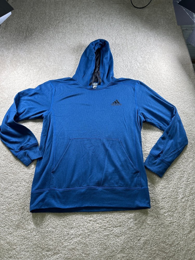 Adidas Hoodie Men's Blue L Climawarm Pullover Fleece Sweatshirt