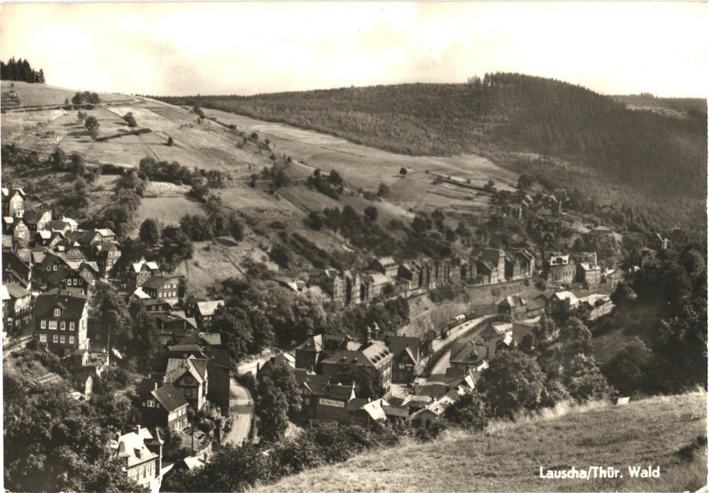 Panorama of Houses & Buildings, Mountains, Lauscha, Thuringia, Germany Postcard