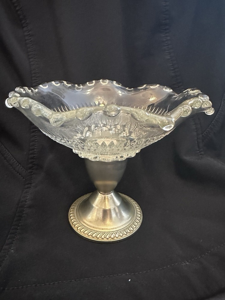 Vintage Duchin Creation Glass Candy Dish with Sterling Silver Weighted Base