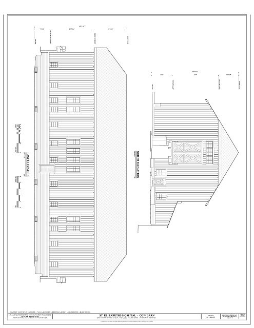 Washington DC St Elizabeths Hospital Cow Barn 1930s HABS Architectural Drawing