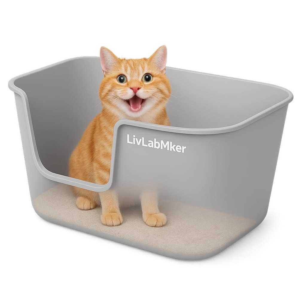 Extra Large Open Top Cat Litter Box 25x16x13 High Sided Pan for Big Cats