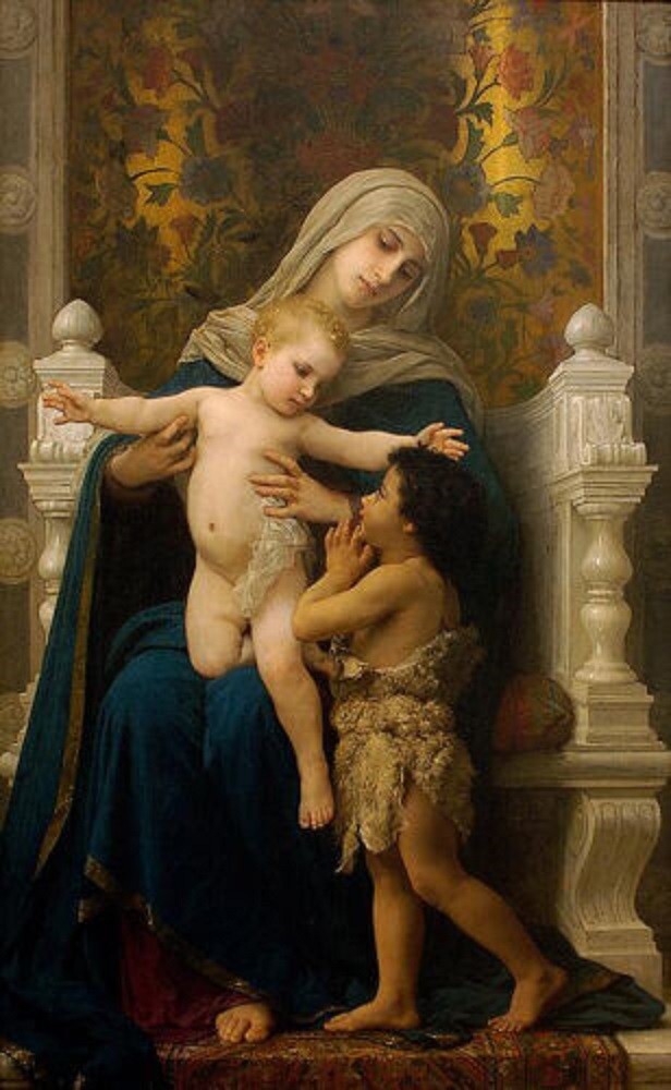 100% Hand Painted Portrait Oil Painting on Canvas/The Virgin Jesus And Saint