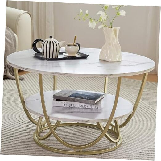 30 Inch Round Modern Coffee Table with Storage for Living Room