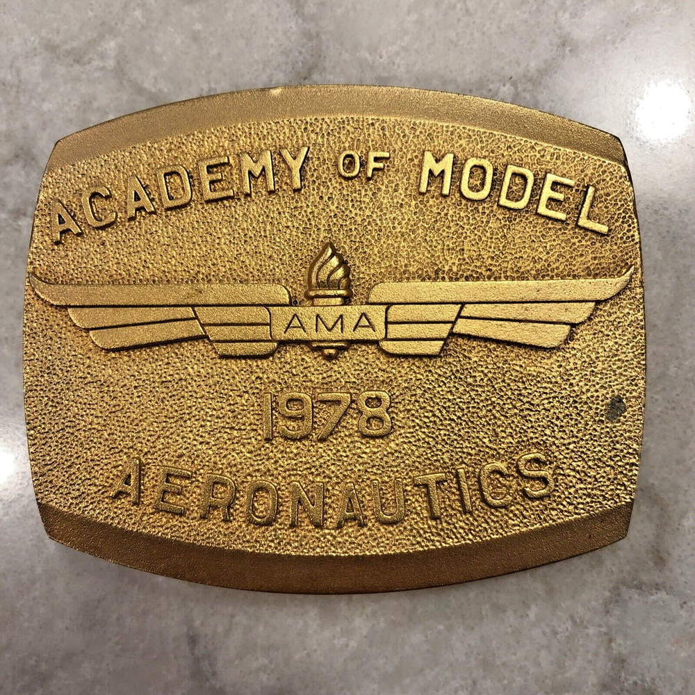 Vintage Academy of Model Aeronautics AMA 1978 Gold Tone Belt Buckle-image