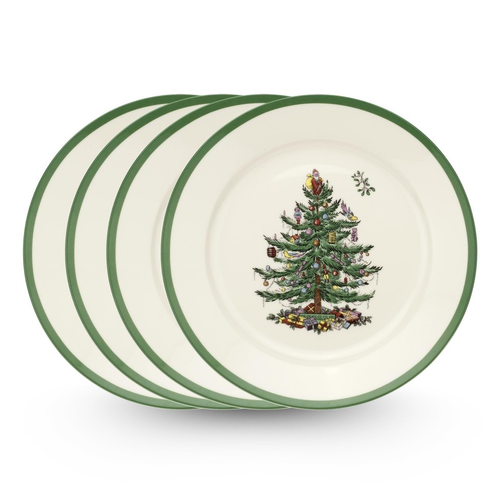 Christmas Tree 9-Inch Luncheon Plates Set of 4 - Festive & Safe