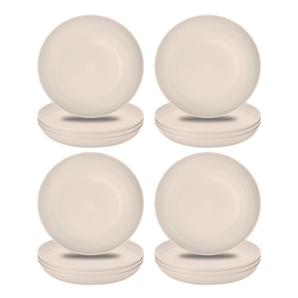 12Pcs Plastic Plates Set 9 Inch Unbreakable Dinner Plates, Ash Grey