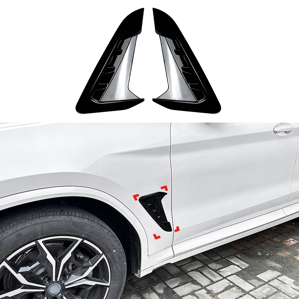 1Pair Side Fender Vent Trim For BMW X3 G01 X4 G02 M Sport 2018-2023 Gloss Black