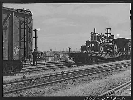 Oklahoma City, Oklahoma. Making up a freight train in the railroad yards