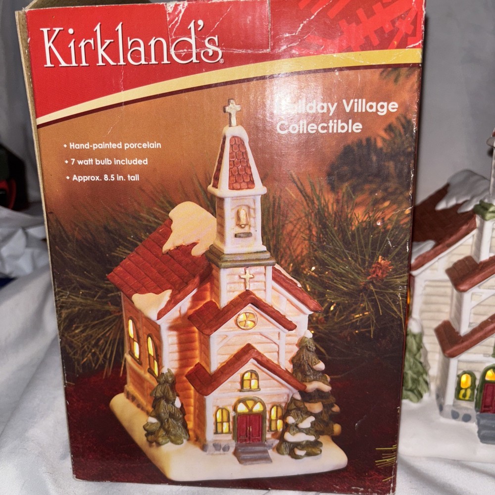 Kirkland's Holiday Village Collectable Lighted Chuch Christmas Decor