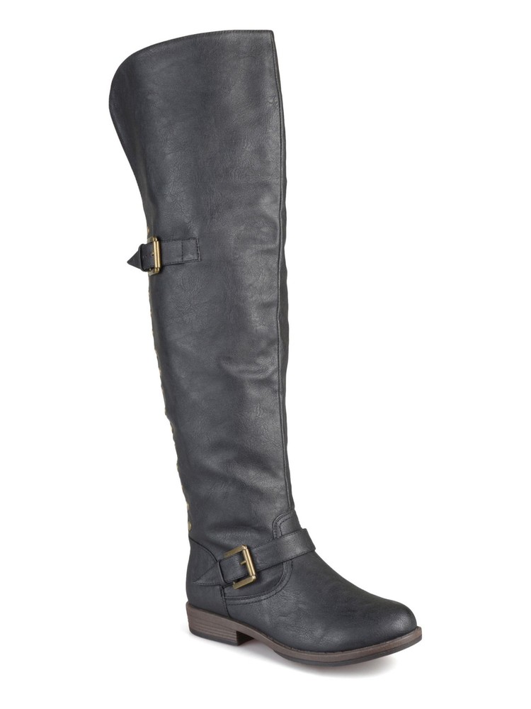 JOURNEE COLLECTION Womens Black Hidden Pocket Kane Block Heel Riding Boot 6.5 M