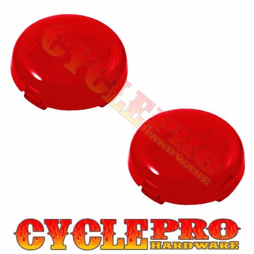 2 Red Turn Signal Lenses Kit for 2000-2016 Harley Bullet Dome Style Blinker