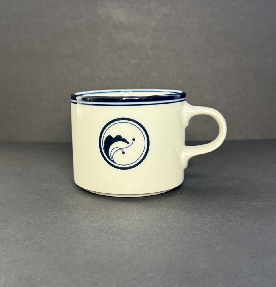 Dansk Flora Juniper Blue and White Coffee Flat Cup Crafted in Japan