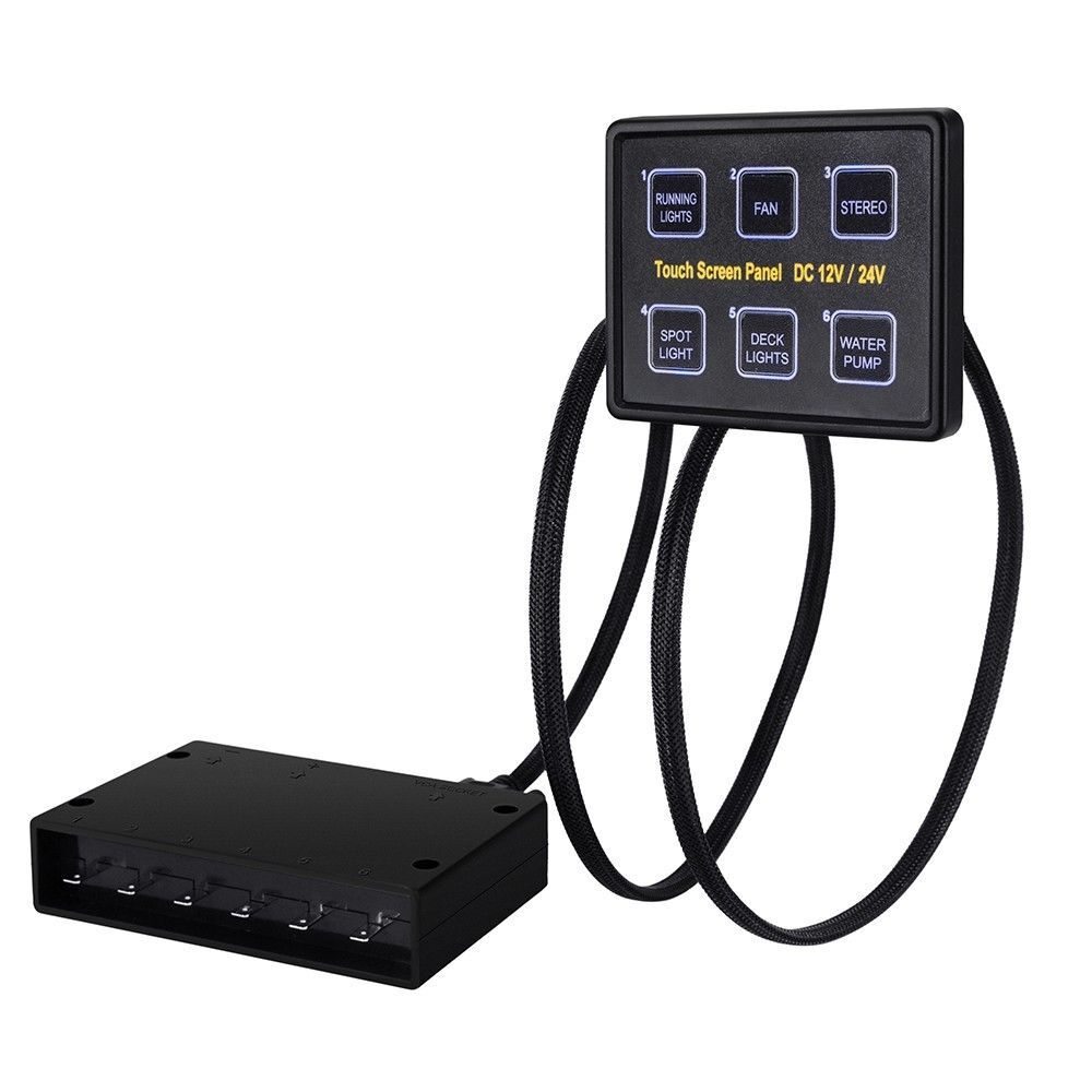 12V/24V 6 Gang LED Capacitive Touch Control Screen Switch Panel Slim Box r