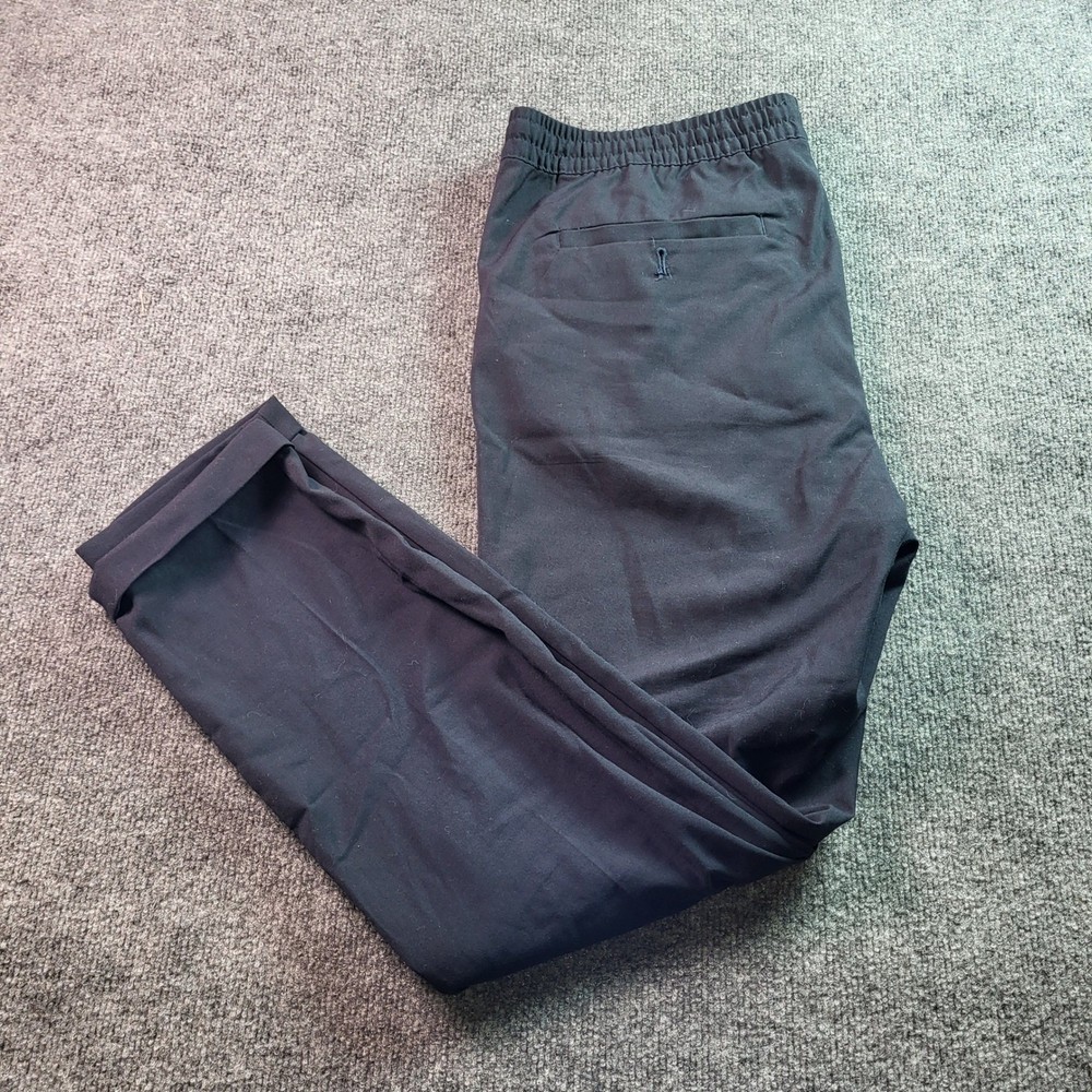 H&M Slim Fit Men Elastic Waist Drawstring Pants Black Size L