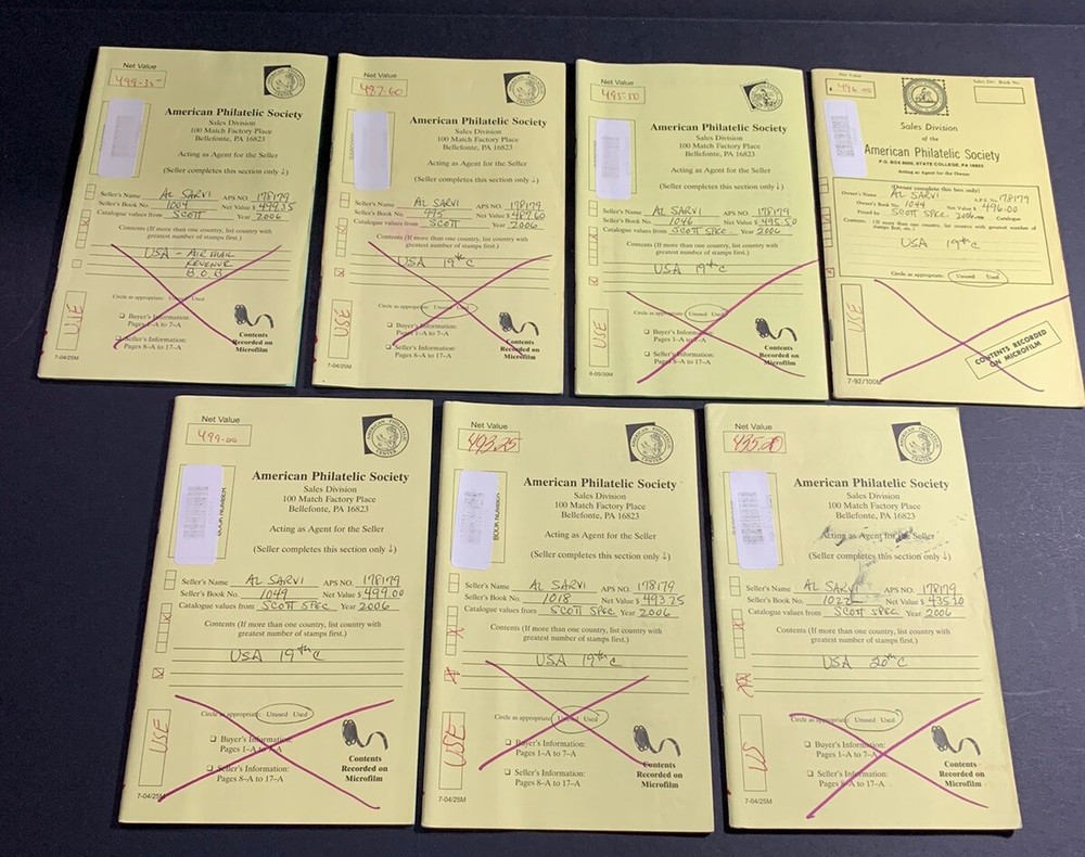 American Philatelic Society Retired Circuit/Sales Books - USA - 7X