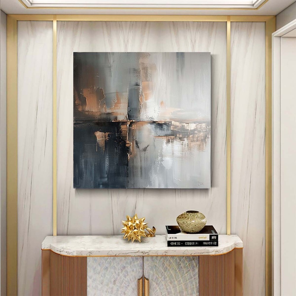 Abstract Oil Painting Thick Textured Hand Painted On Canvas Wall Art Black city