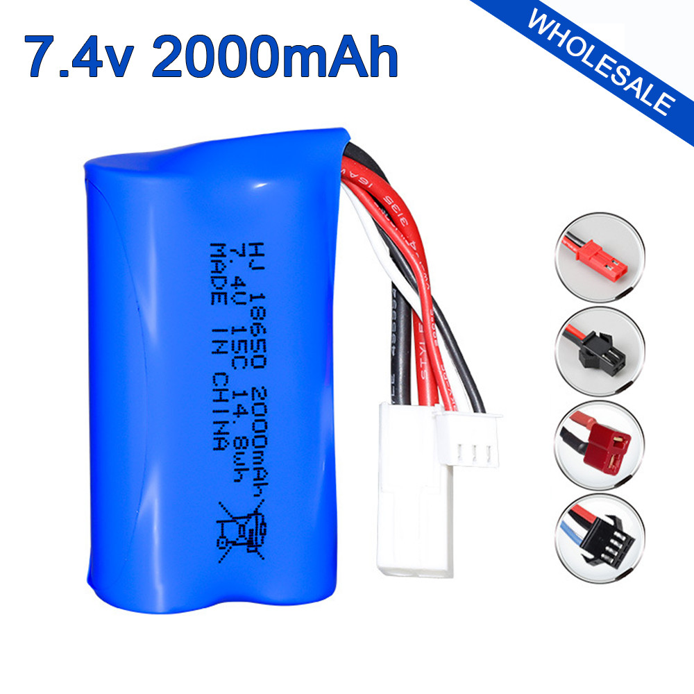7.4V 2000mAh Li-ion Battery for RC Car Boat Plane SM/T/JST/EL/5500/Mini Tamiya