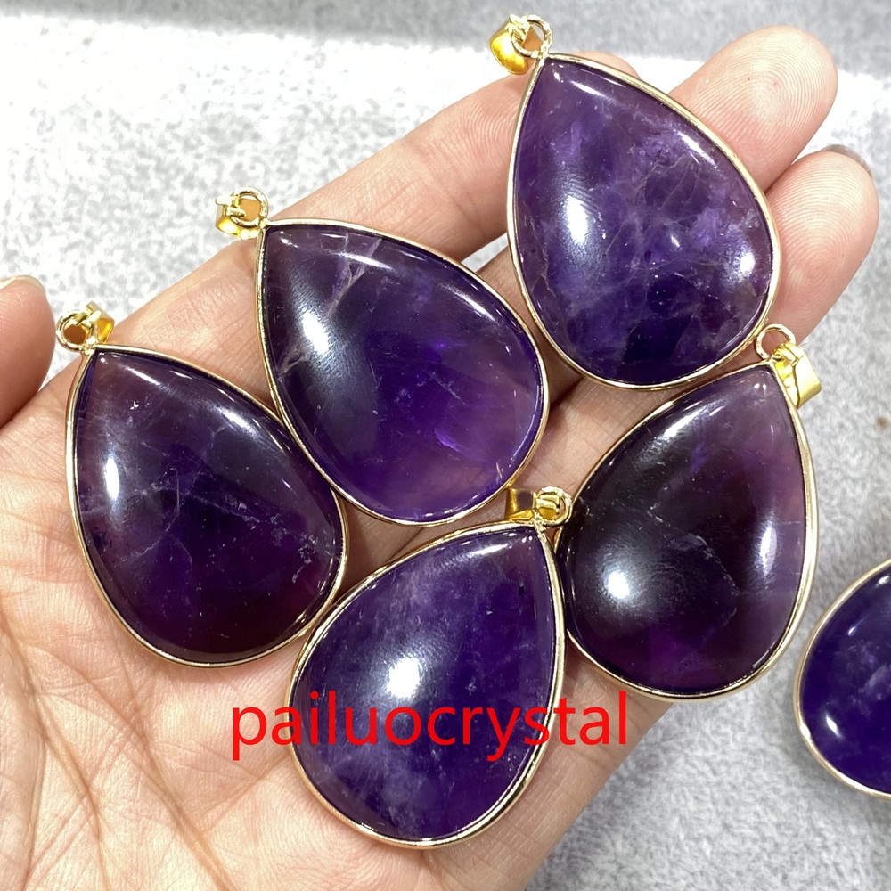 1.5 Inch Natural Amethyst Quartz Crystal Skull Pendant for Reiki Healing 5pc Set