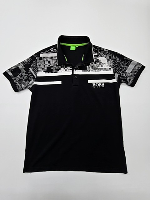 Hugo Boss Mens Black Logo Polo Shirt Size M Regular Fit New