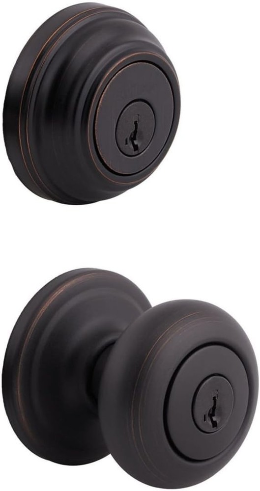 Juno Entry Door Knob and Single Cylinder Deadbolt Combo Pack, Venetian Bronze