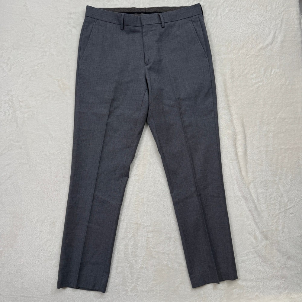 J.Crew Dress Pants Mens 33x32 Gray Urban Slim 100% Wool Flat Front Trousers