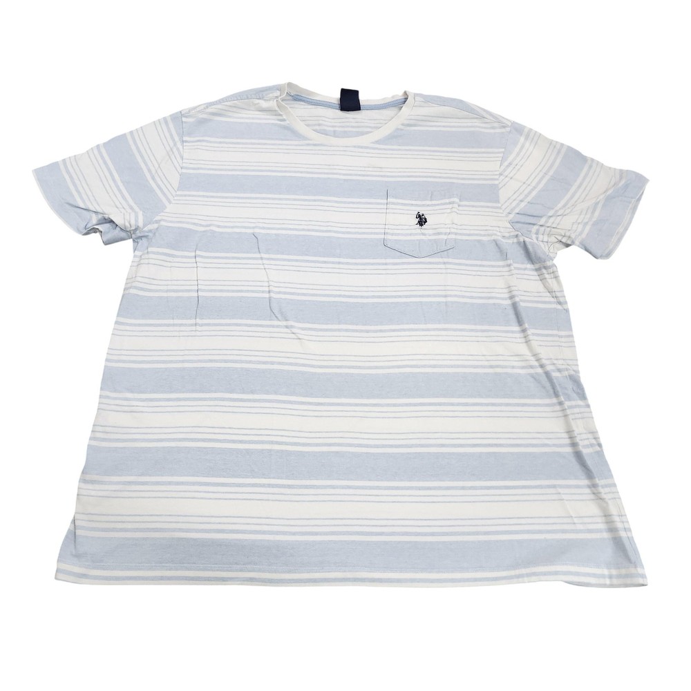 U.S. Polo Assn Shirt Mens XL Blue White Stripe Pocket Logo Tee Casual Top