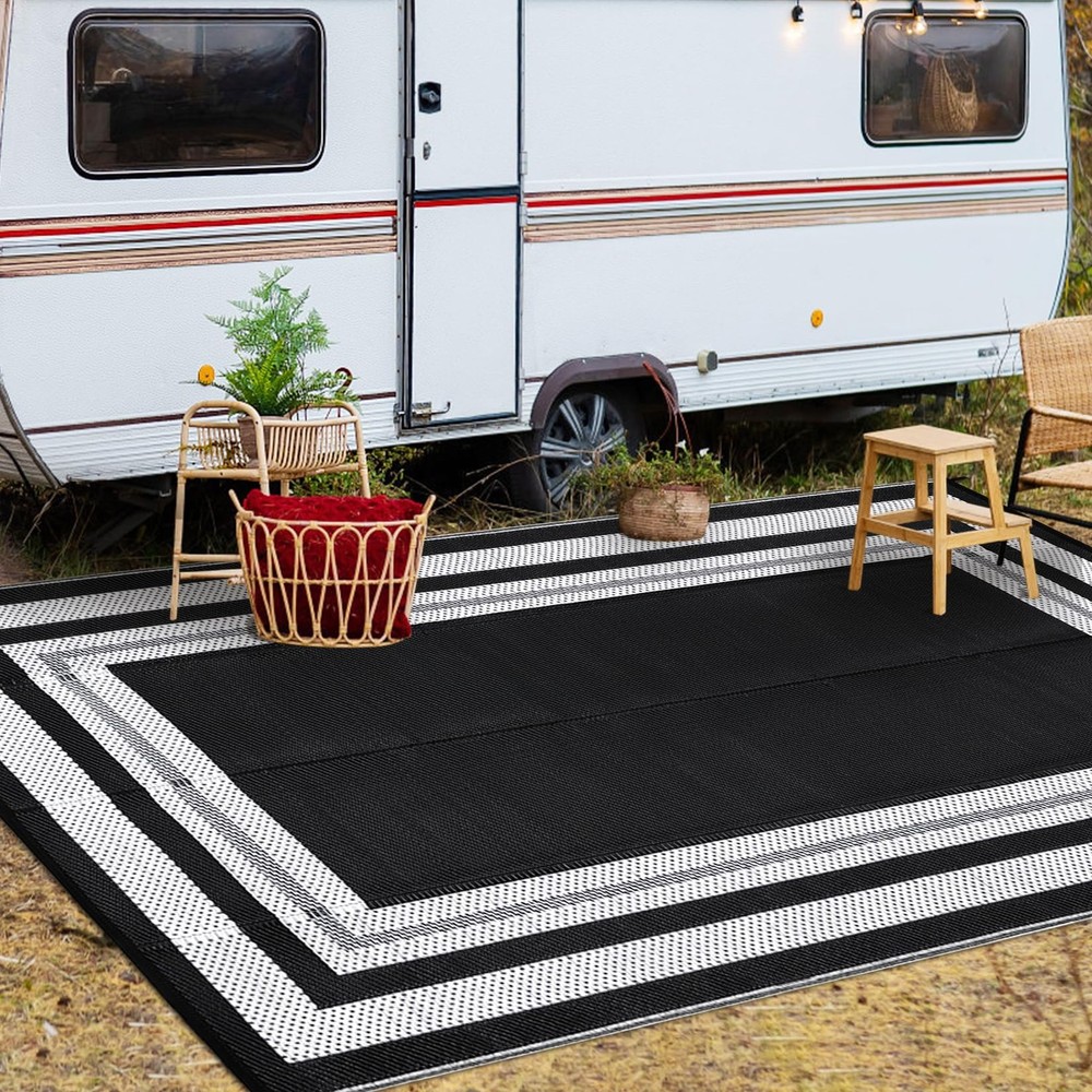 GarveeHome Outdoor Plastic Straw Rug 8x10 Reversible Patio Waterproof Camping