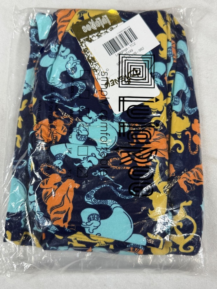 New Disney Aladdin Tall Curvy 2 LuLaRoe Leggings Dark Blue Abu Razoul Saluk