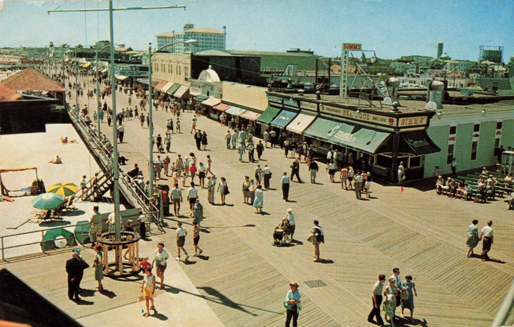 Boardwalk View Looking South Ocean City New Jersey NJ Chrome c1960 Postcard