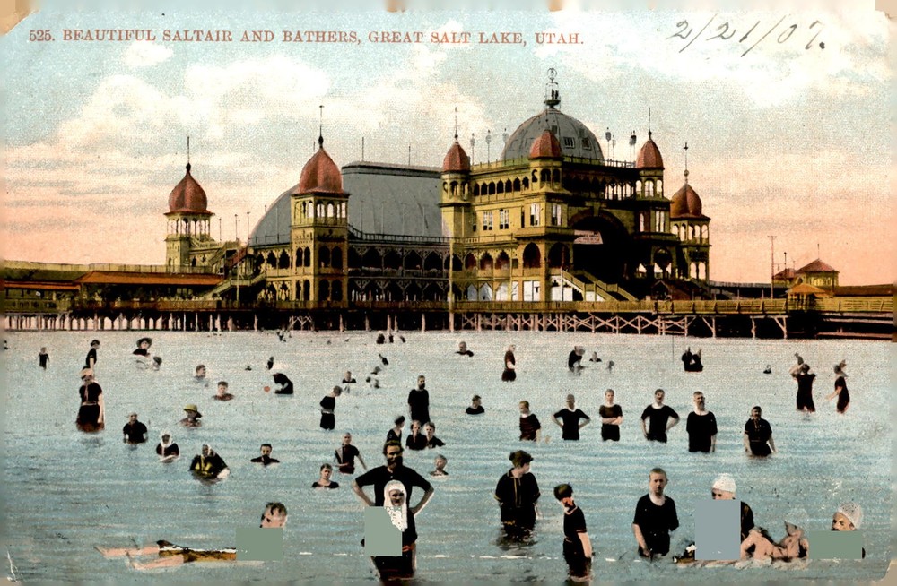 Saltaire and Bathers at Great Salt Lake, Utah, 1907 Postcard