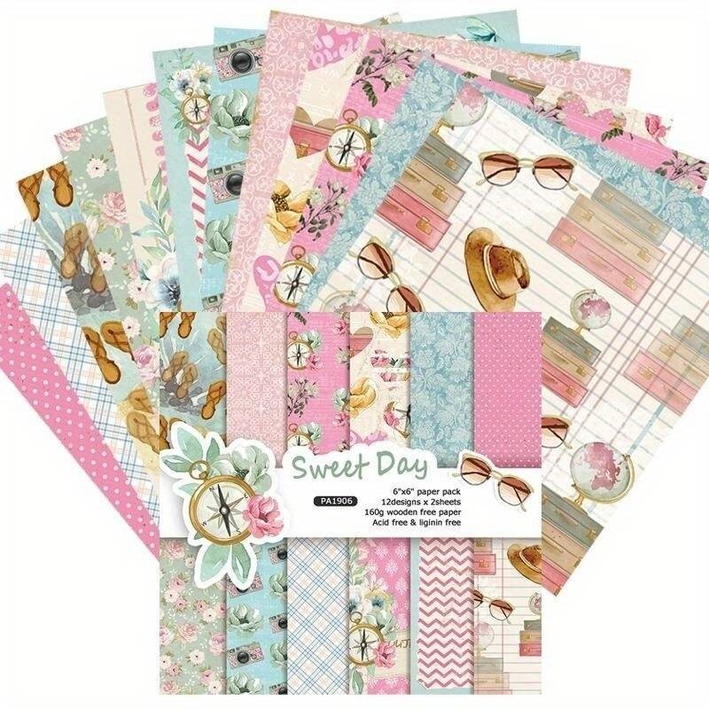 24 Sheets 12 Designs Sweet Day Decorative Acid Free Scrapbook Paper 6