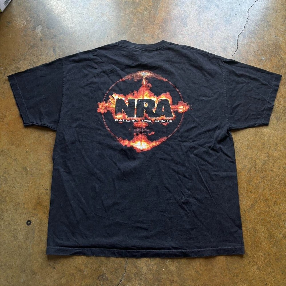 National rifle association t-shirt gun scope/flames graphic 2x shooting