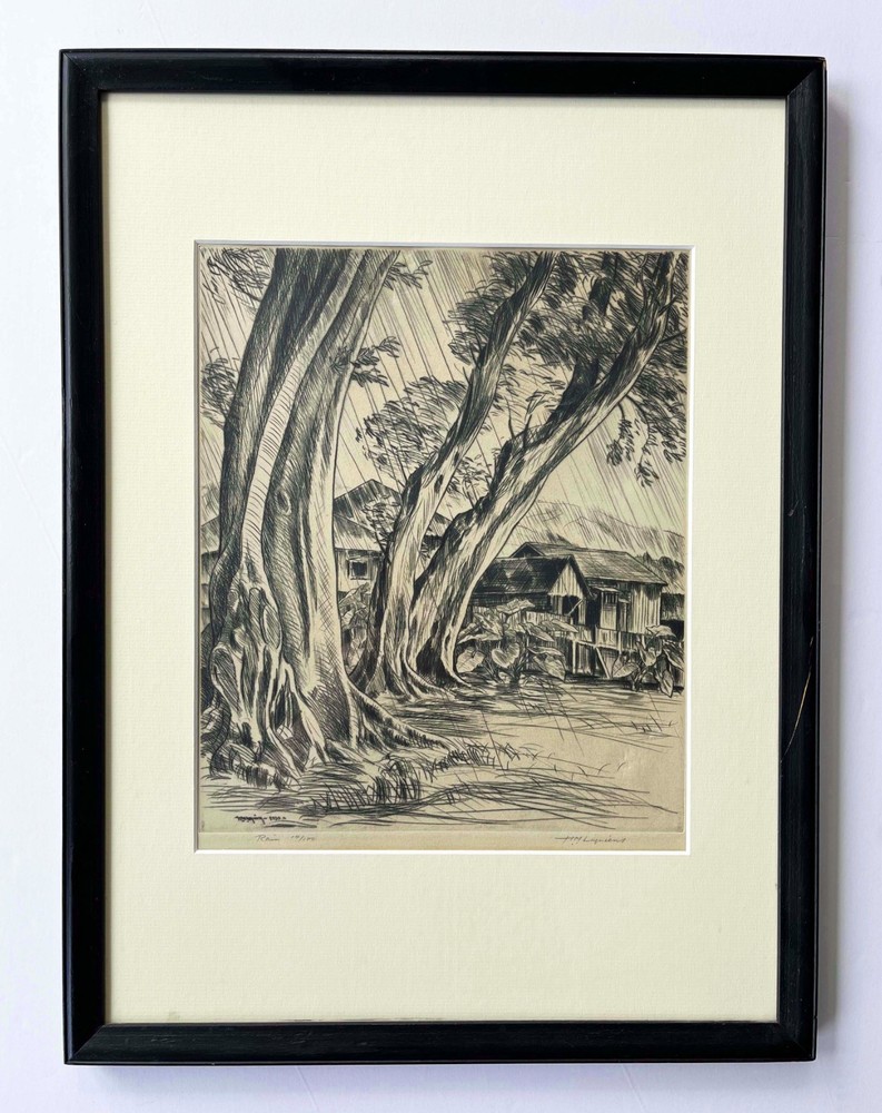 Original 1939 Signed Etching Huc M. Luquiens 
