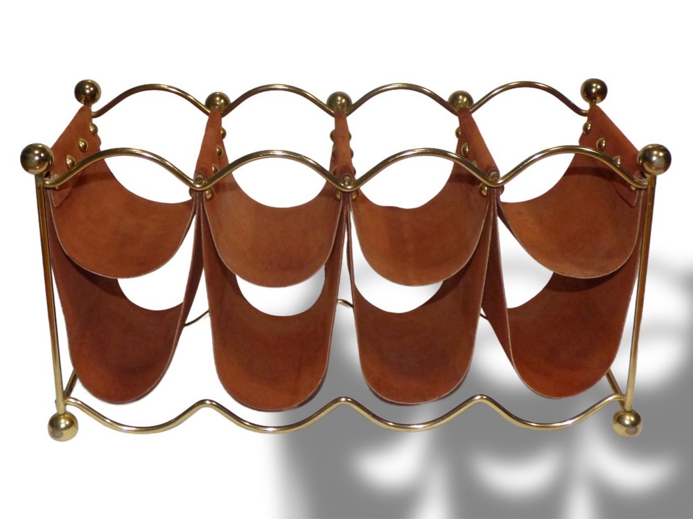 MCM Wine Rack Suede and Brass Barware