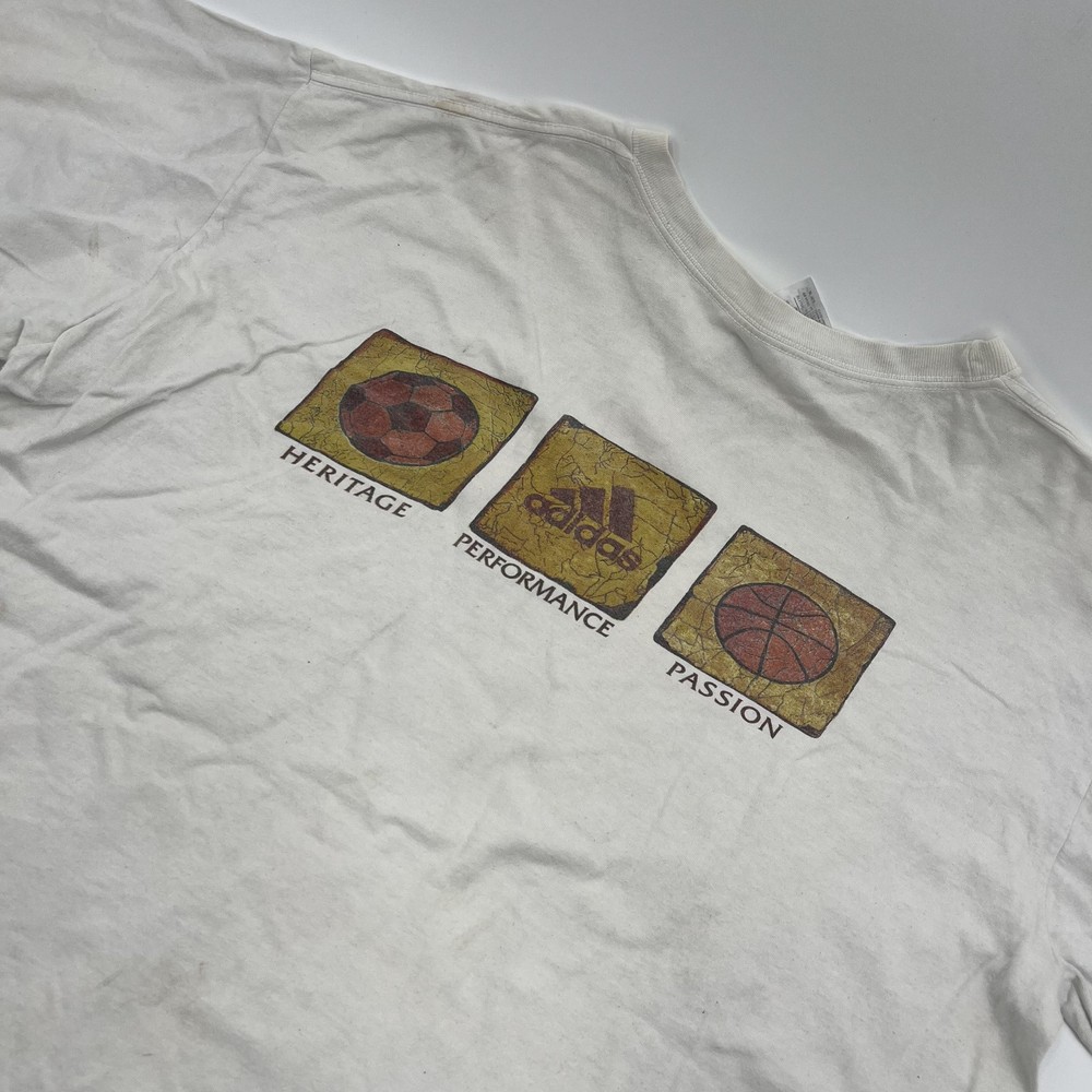 Vintage Adidas T Shirt Mens XL Soccer Futbol Basketball Y2K 90s White SS