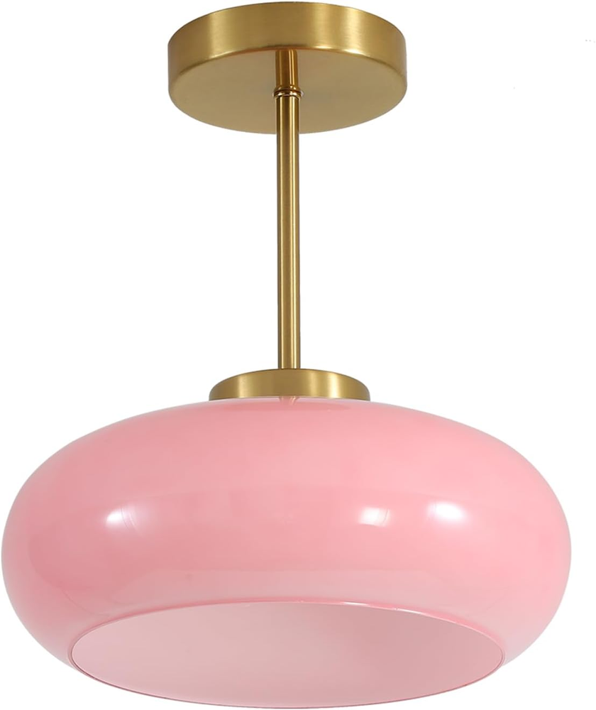 Pink Glass Ceiling Lights Modern Semi Flush Mount Ceiling Light Fixture Dome Glo