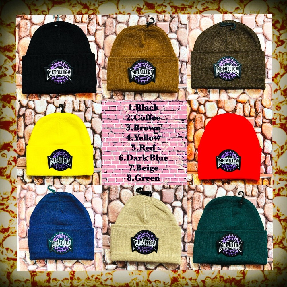 METALLICA BLACK ( OTHER COLORS) PATCHED BEANIE ➕ NECKLACE