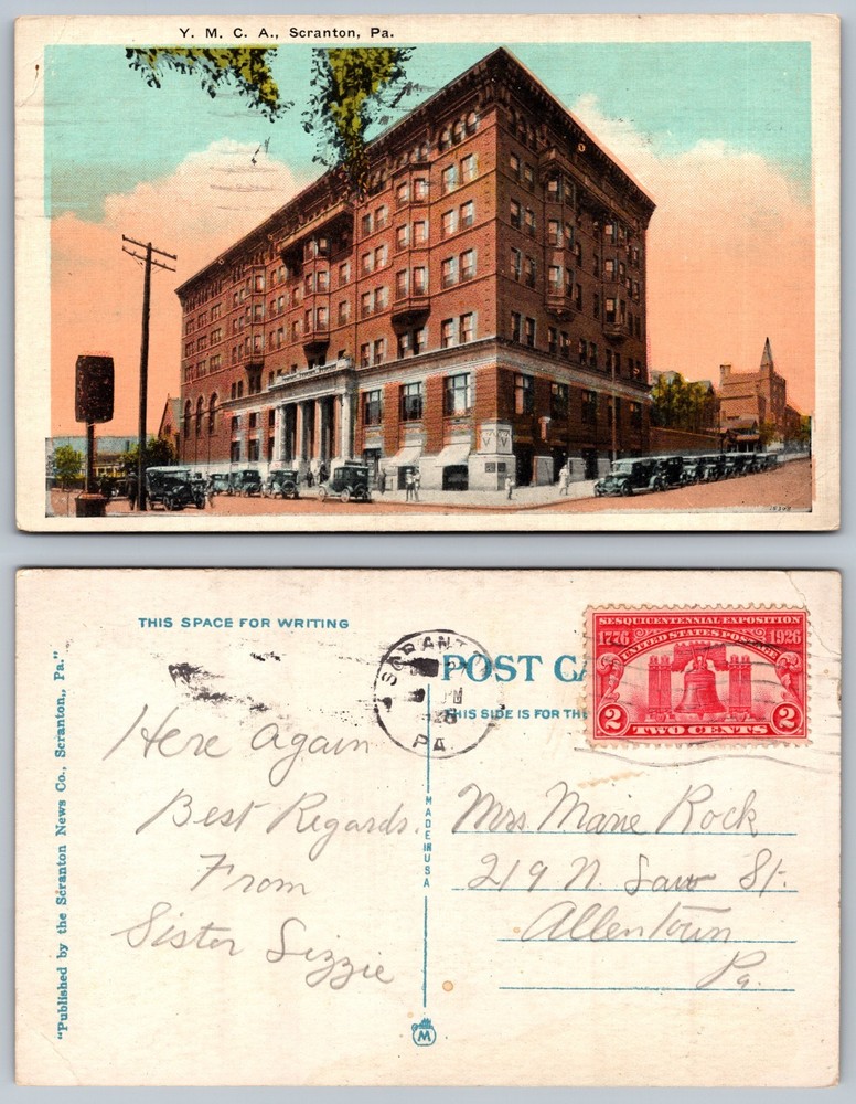 YMCA Scranton PA Building Postcard