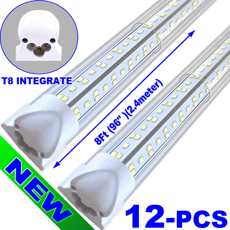 12PCS 8Foot 144W Integrated Led Light Bulbs T8 8ft Led Shop Light Fixture 6500K