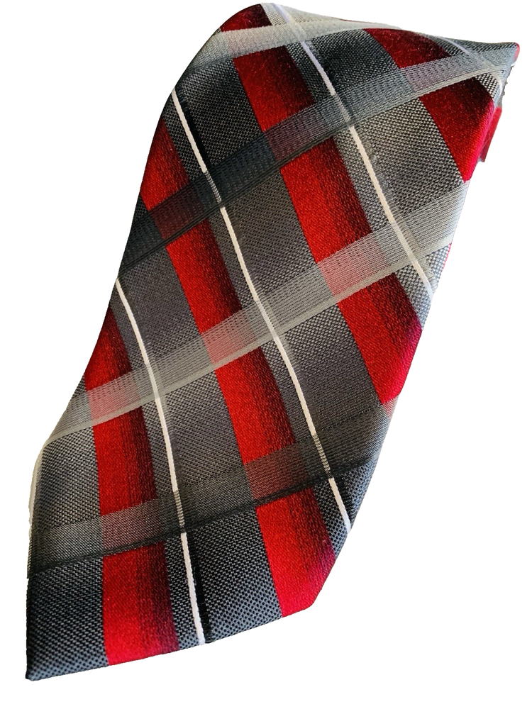 Van Heusen Red & Gray Silk Mens Tie 3.25 Inch Width 59 Inch Length