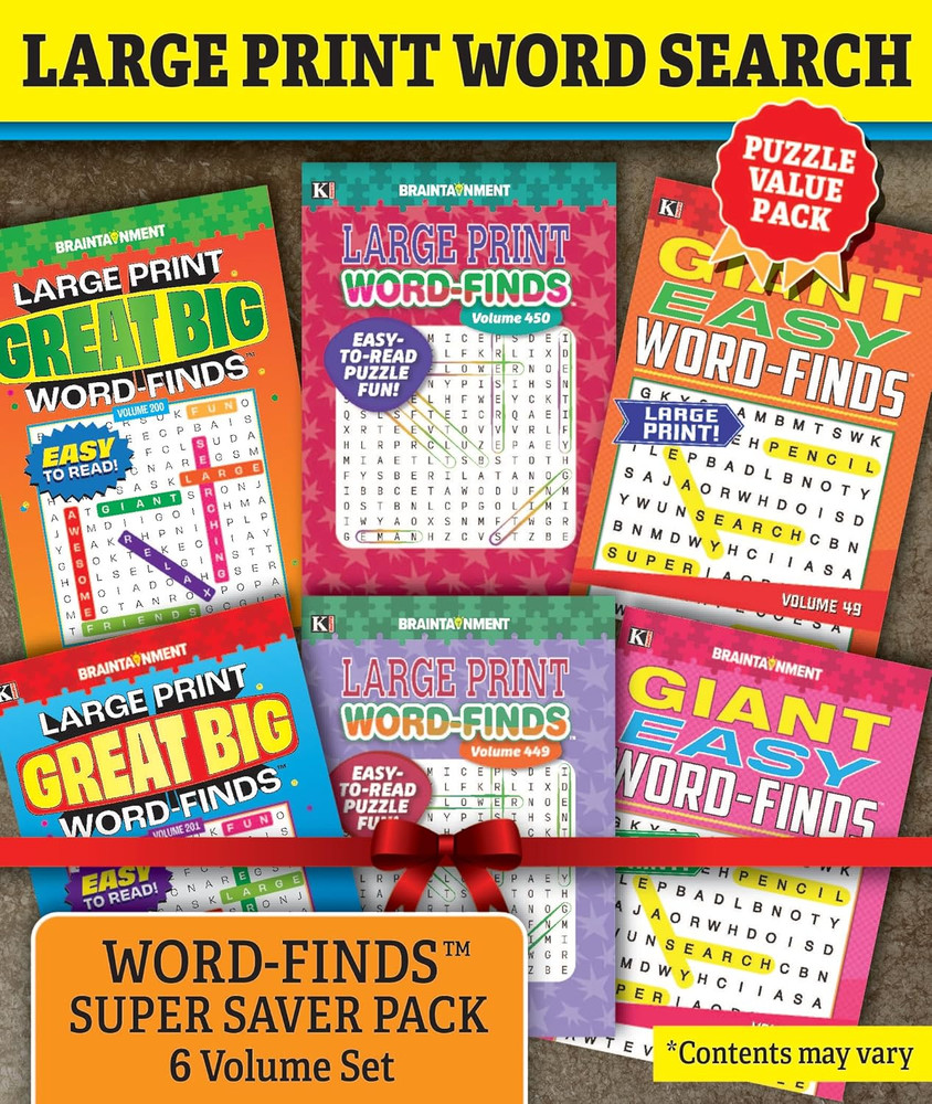 KAPPA Super Saver LARGE PRINT Word Search Puzzle Pack - (Pack of 6) Full Size Bo
