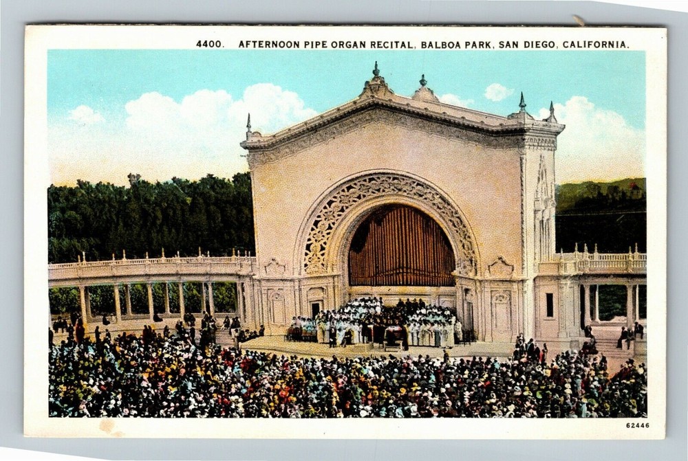 San Diego CA-California, Afternoon Pipe Organ Recital Vintage Souvenir Postcard