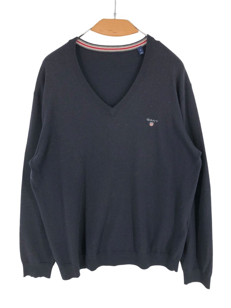 GANT Men V-Neck Cotton Wool Jumper Pullover Sweater Size XL